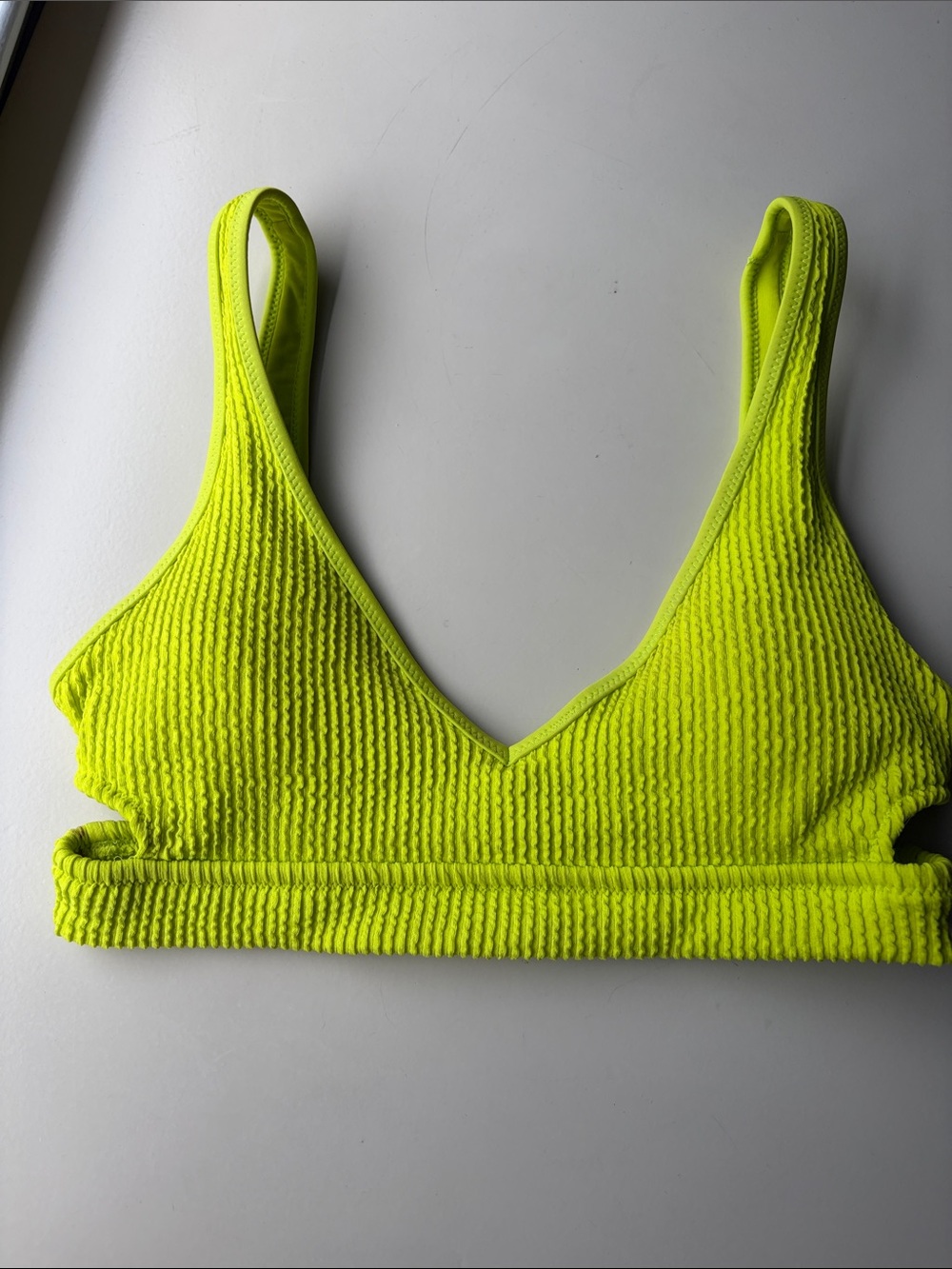 aerie Neon Yellow Ribbed Bikini Top